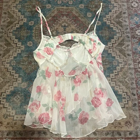 Social Tourist Asymmetrical Hem Chiffon Babydoll Top Size Medium - Picture 8 of 8